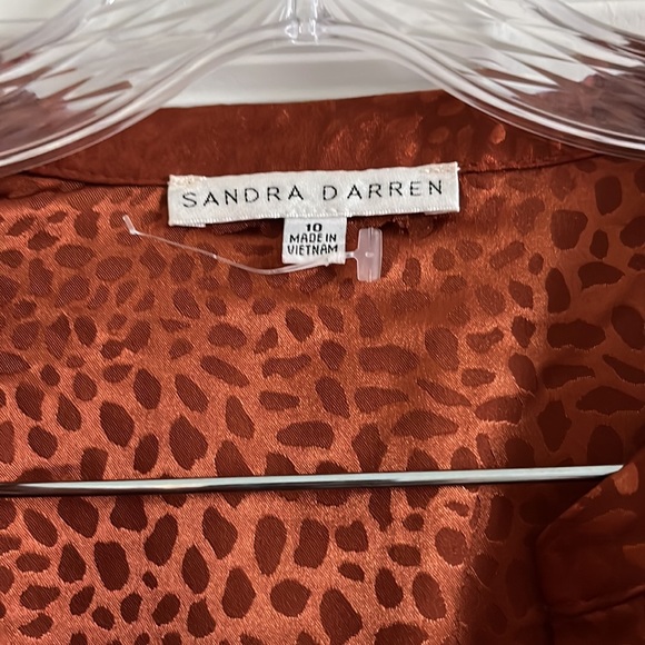 Sandra Darren Women’s Satin Jacquard Midi Dress Size 10 – Rust, Long Sleeve - Picture 4 of 5